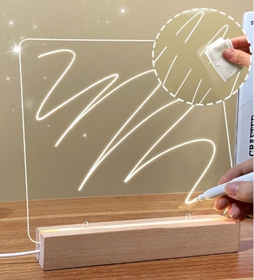 comprar DIY Acrílico Nota borrable LED luz de la pantalla Stand con lápiz de escritura cálida lámpara de noche blanca online manufacture