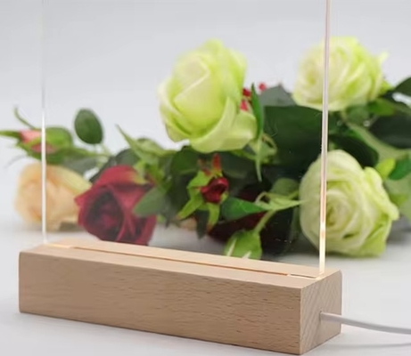 comprar Elegante 3D Iluminado de madera reescribible Acrílico Led Display Stand Lamp Decoración de escritorio online manufacture