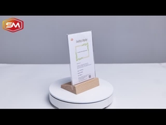 T Forma de acrílico portador de señales con base de madera concave