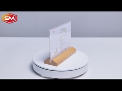 T Forma de acrílico portador de cartel con base de madera triangular