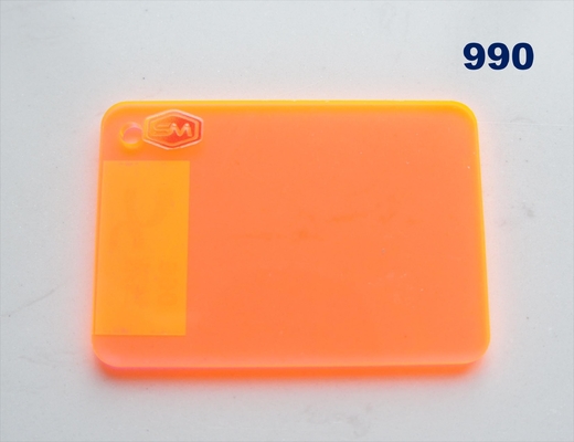 Hoja de acrílico de plexiglás PMMA de color amarillo verde naranja fluorescente