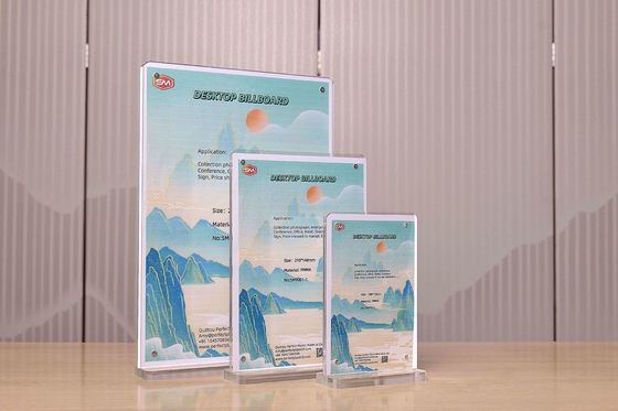 A4 portador de cartel acrílico magnético horizontal de escritorio en forma de T