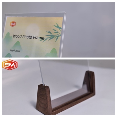 Marco fotográfico de plástico Perspex transparente Marco fotográfico acrílico con base de madera
