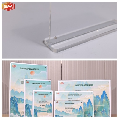 A6 Cuadro fotográfico transparente de doble lado Tablero de forma T Soportador de cartel acrílico magnético