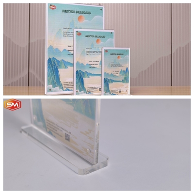 Soportador de cartel acrílico redondo de 2,5 mm en forma de T con soporte magnético