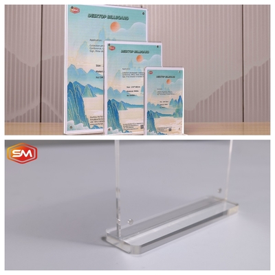 Display de anuncios de carteles acrílicos de doble cara en forma de T