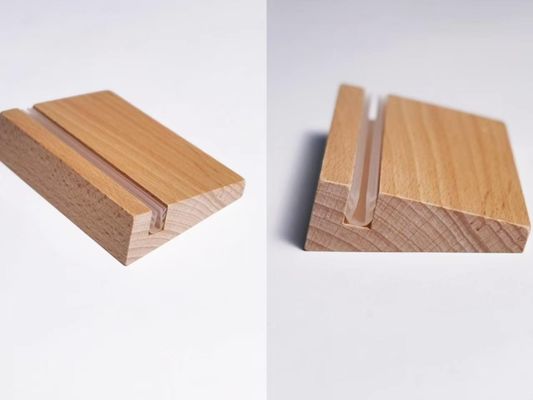 Contenedor de carteles acrílicos, contenedor de documentos y contenedores de señalización con base de madera de bisel